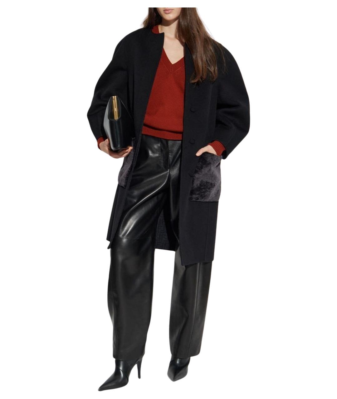 FENDI Черное шерстяное пальто, фото 5