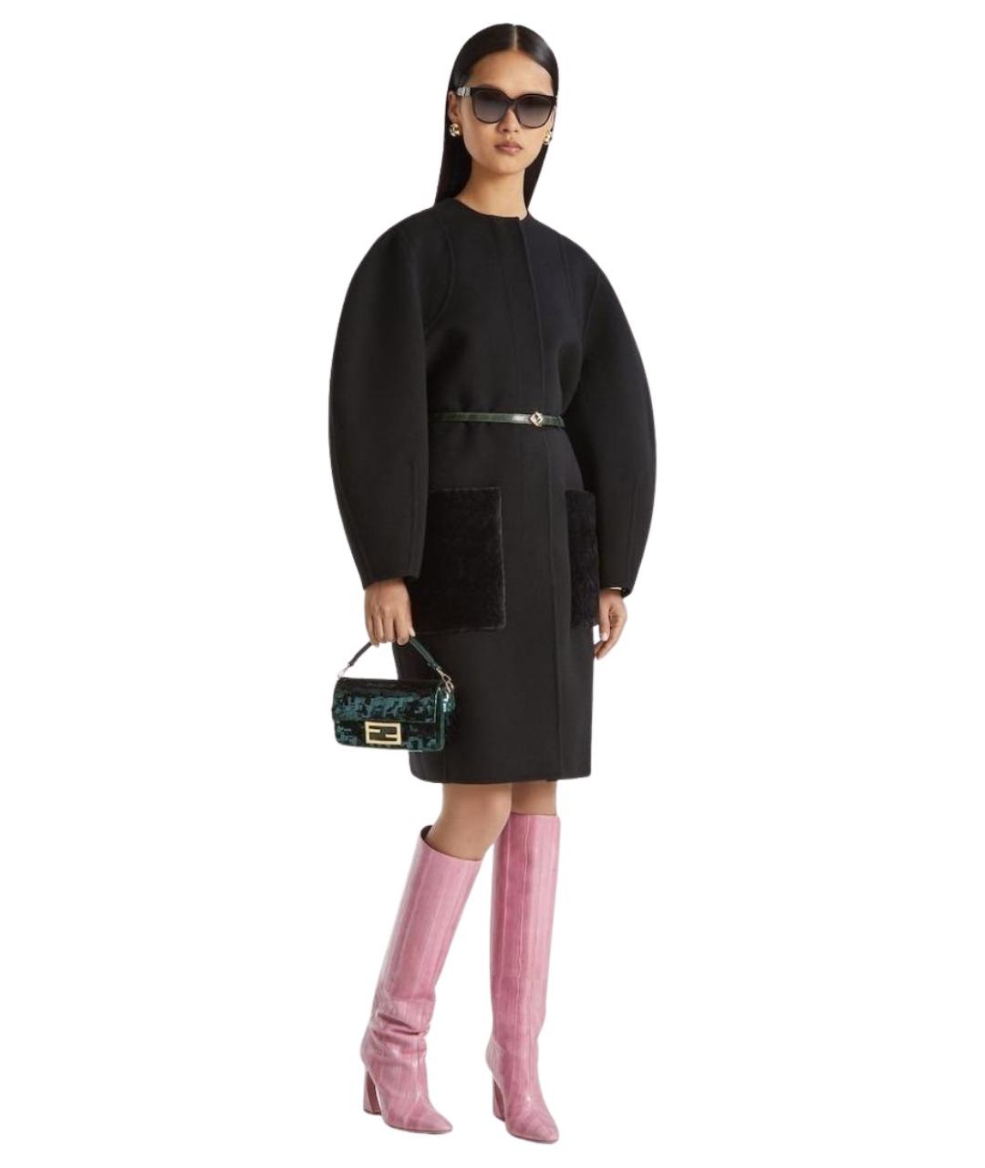 FENDI Черное шерстяное пальто, фото 2