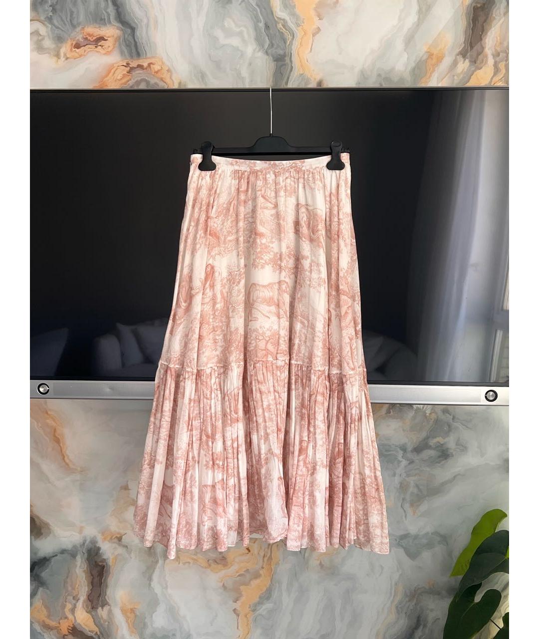 CHRISTIAN DIOR Розовая хлопковая юбка макси, фото 6
