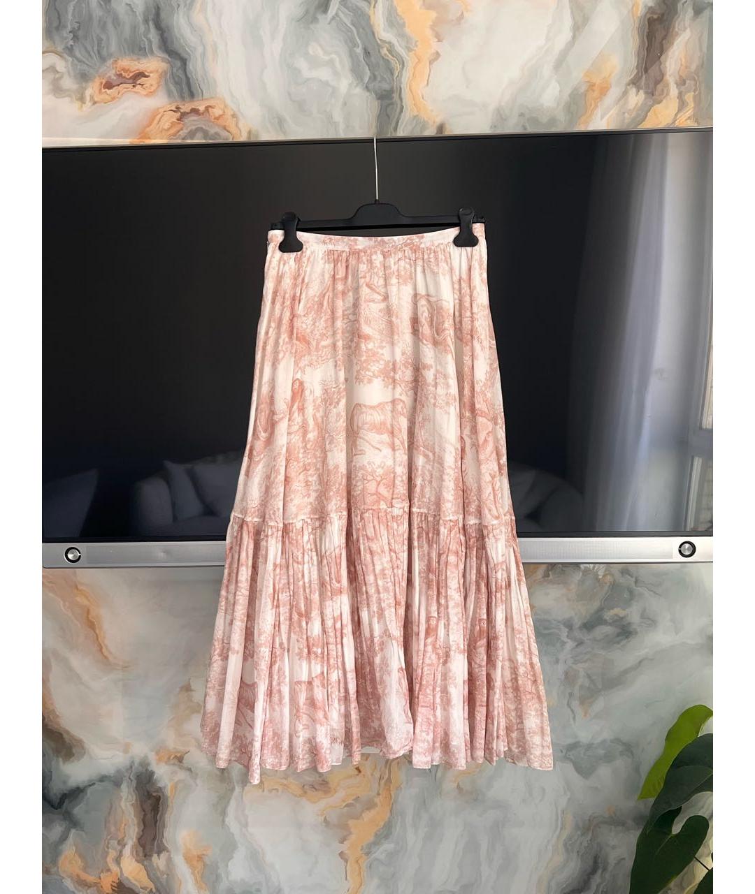CHRISTIAN DIOR Розовая хлопковая юбка макси, фото 2