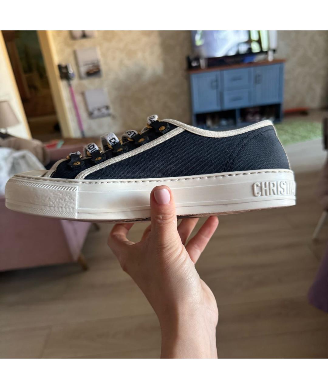 CHRISTIAN DIOR Антрацитовые текстильные кеды, фото 4