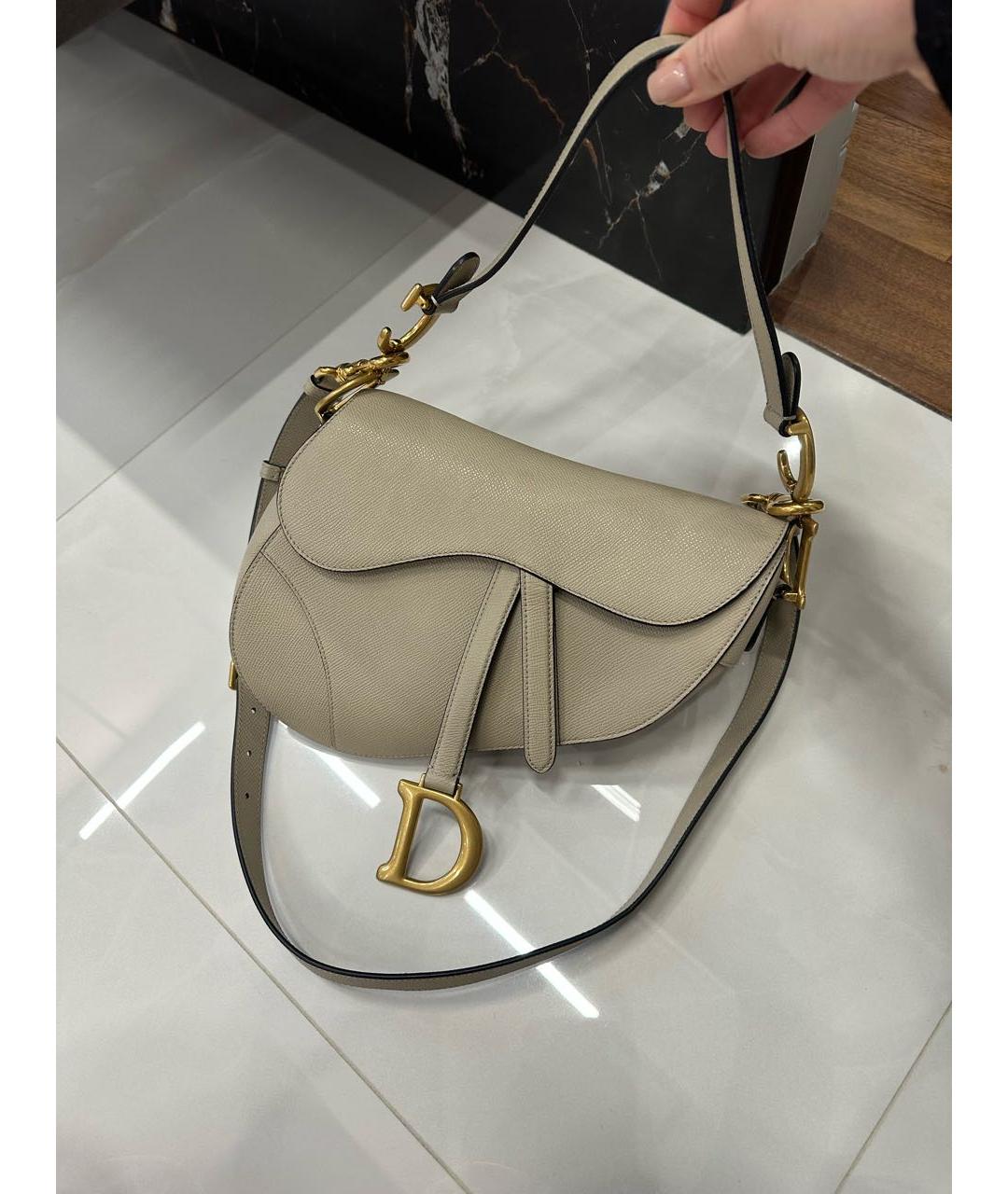 CHRISTIAN DIOR Бежевая кожаная сумка через плечо, фото 9