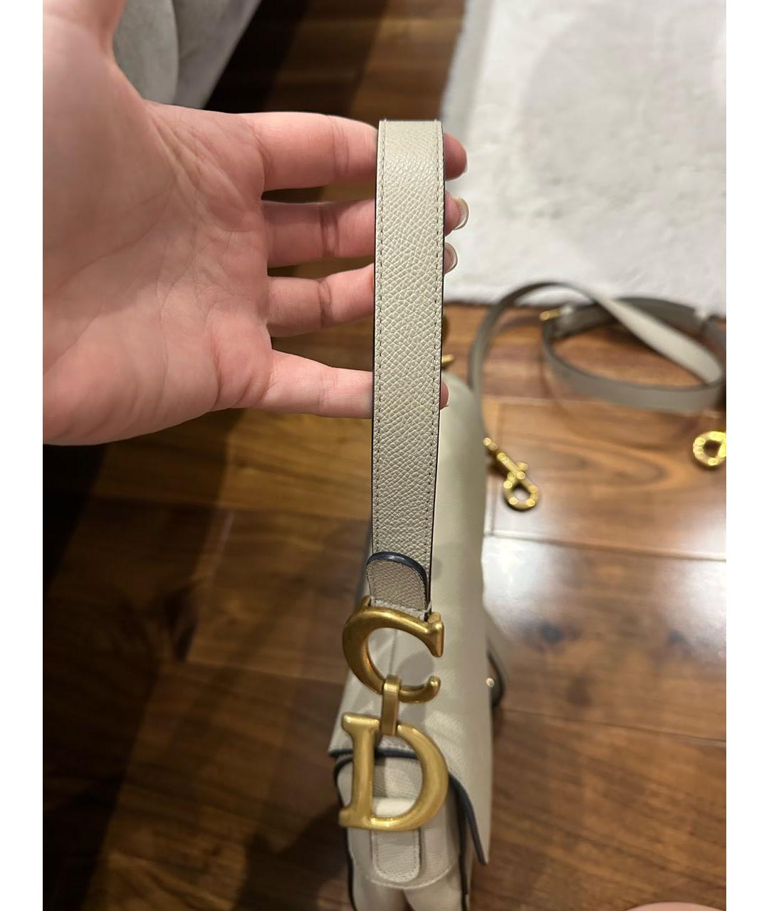 CHRISTIAN DIOR Бежевая кожаная сумка через плечо, фото 7
