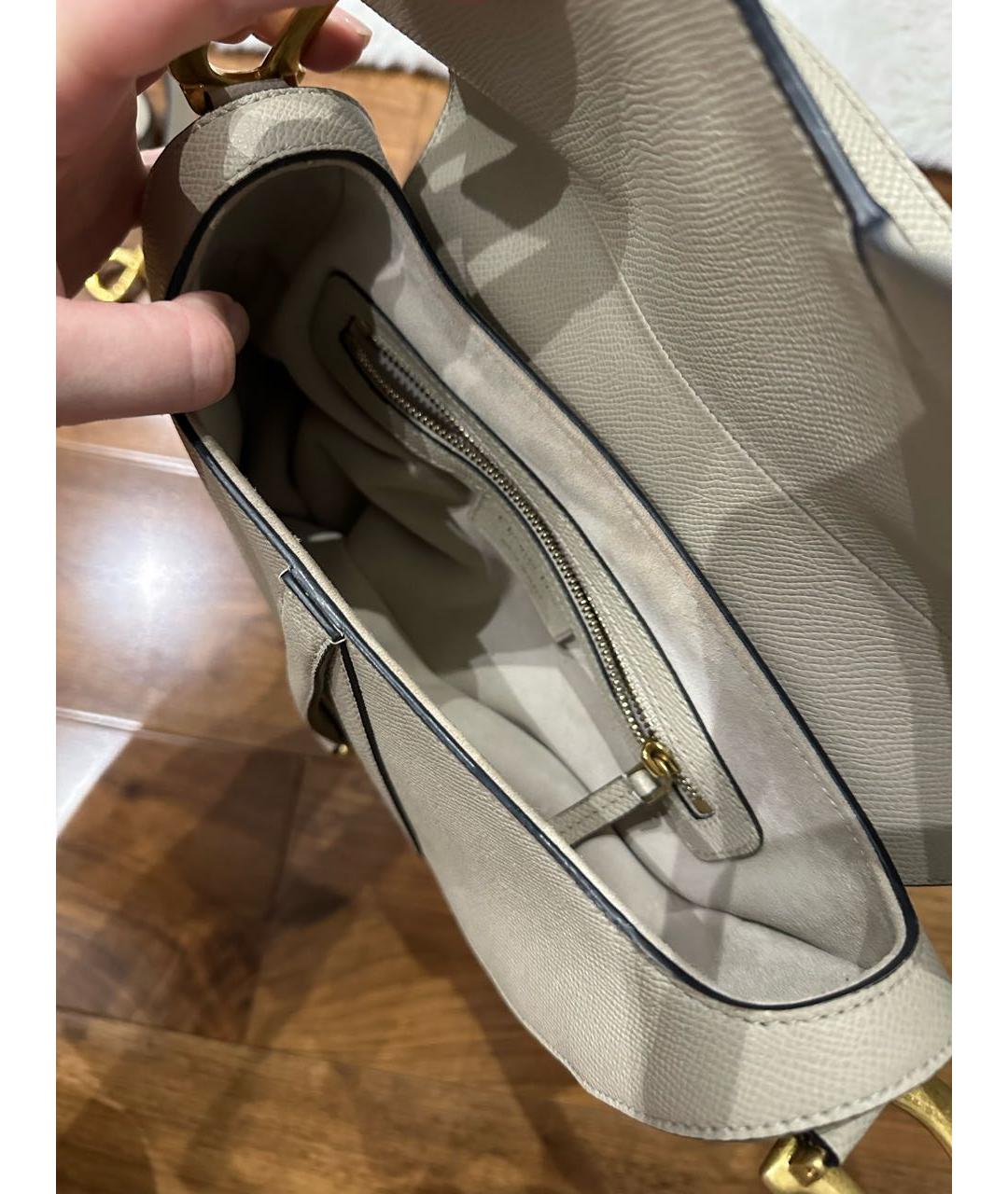 CHRISTIAN DIOR Бежевая кожаная сумка через плечо, фото 8