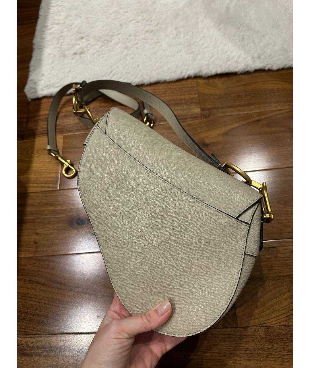 CHRISTIAN DIOR Бежевая кожаная сумка через плечо, фото 2