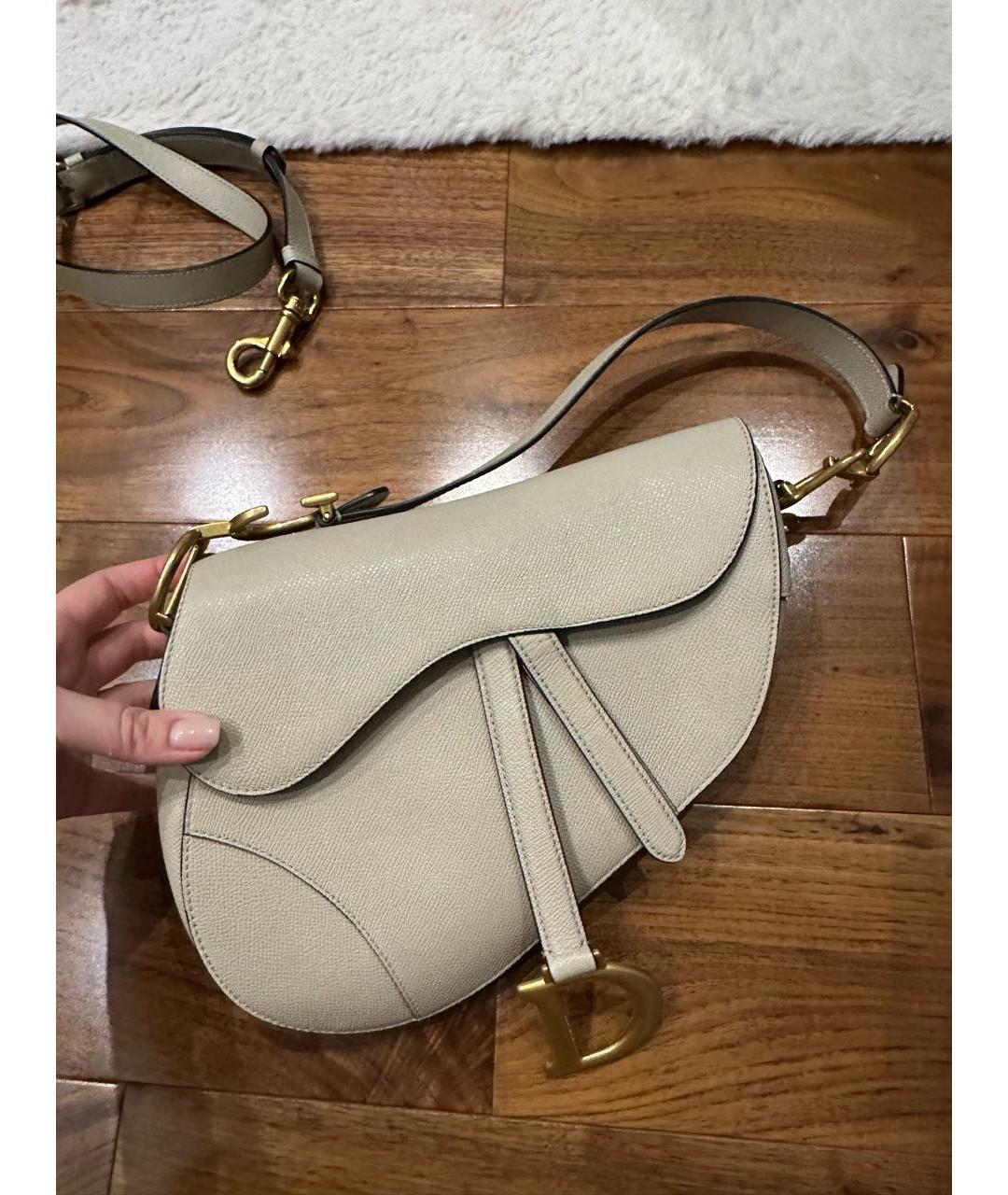 CHRISTIAN DIOR Бежевая кожаная сумка через плечо, фото 3