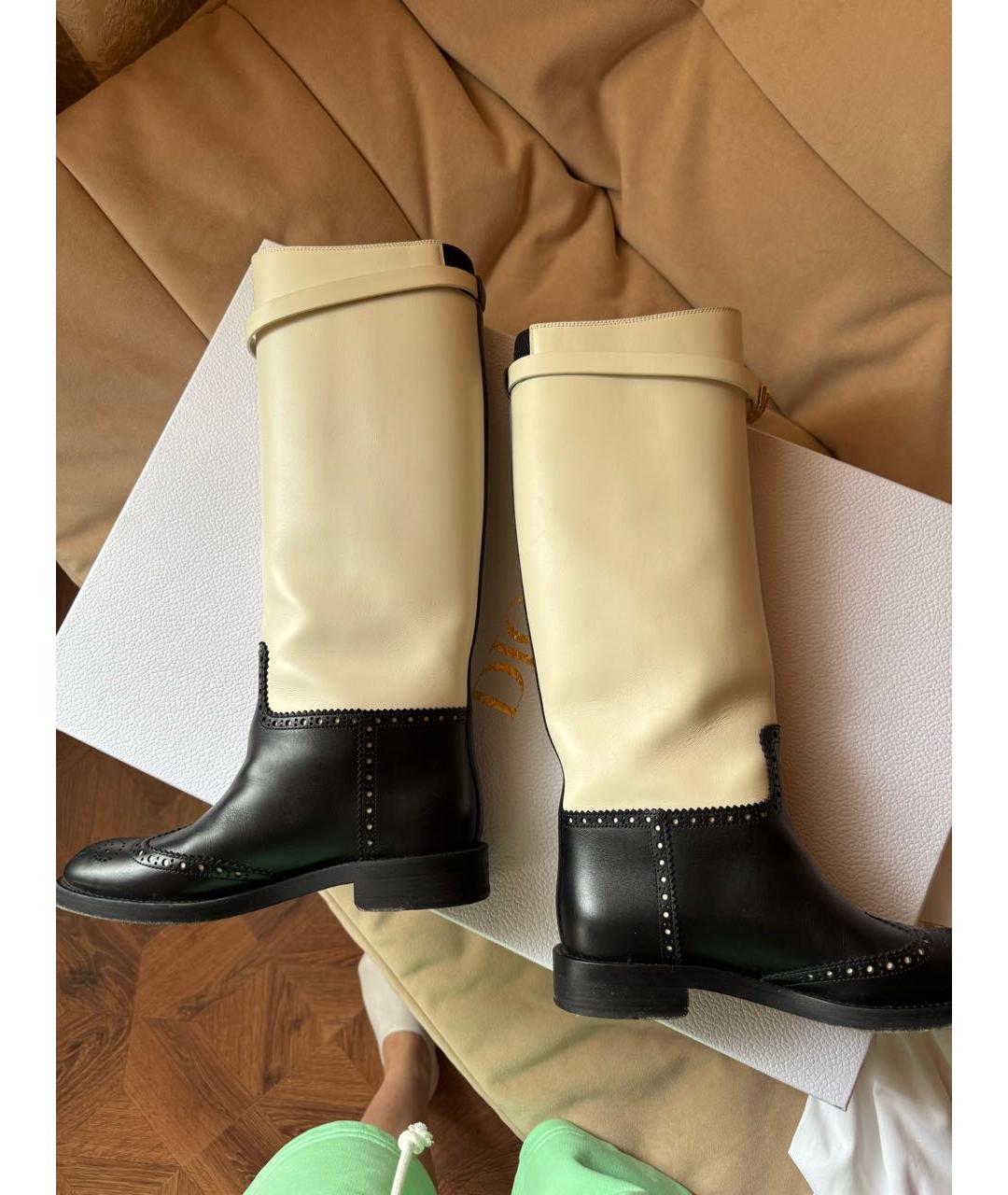 CHRISTIAN DIOR Белые кожаные сапоги, фото 4