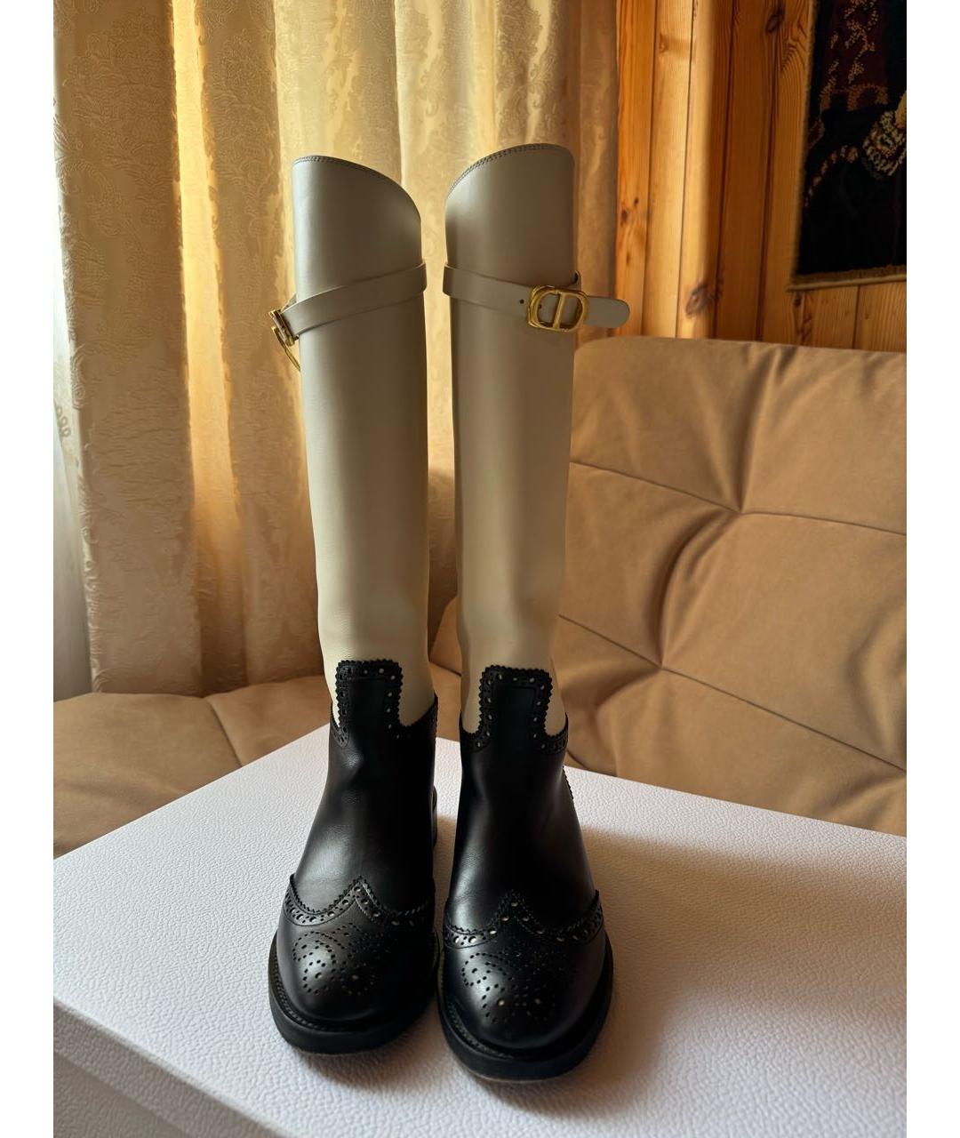 CHRISTIAN DIOR Белые кожаные сапоги, фото 6