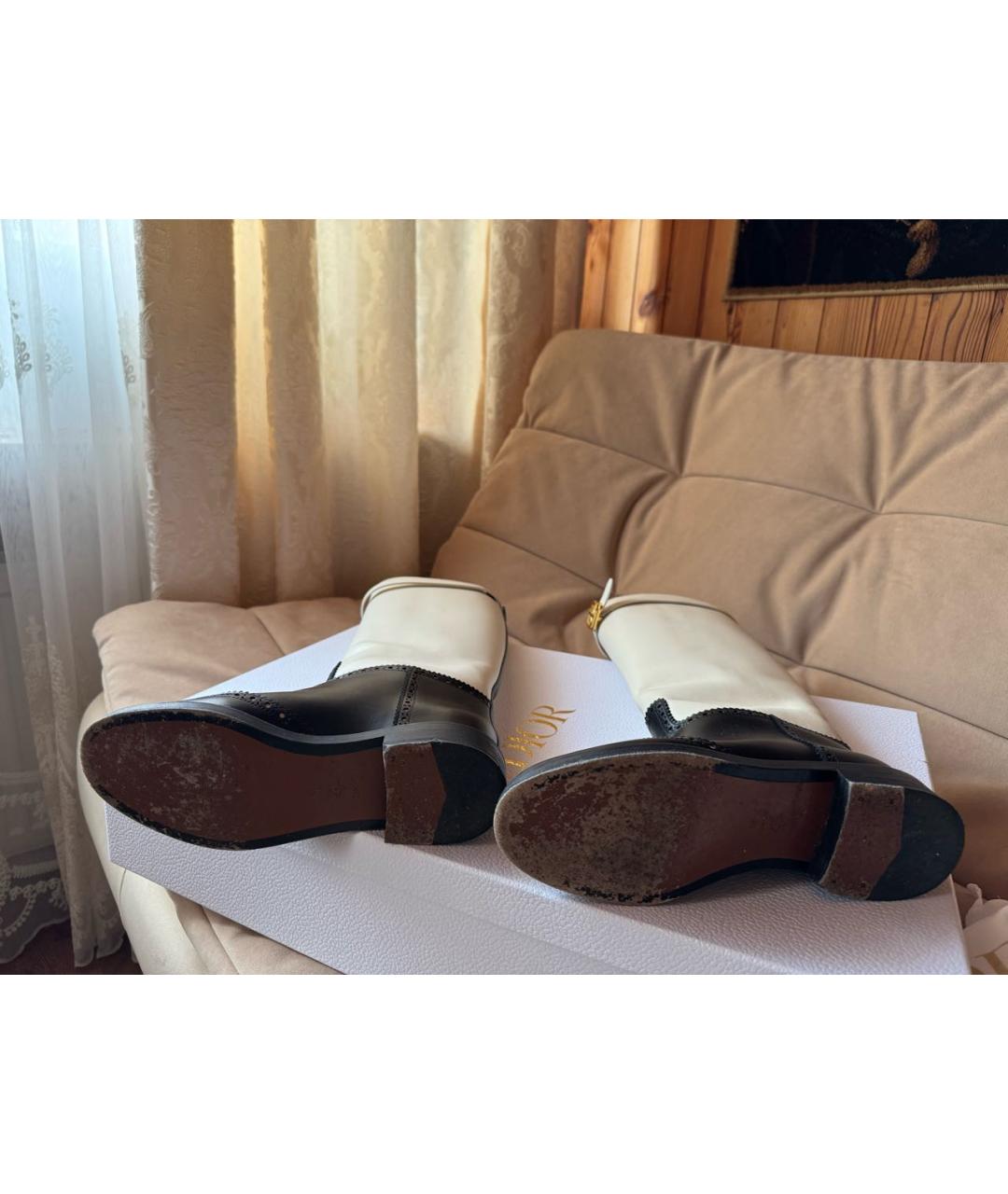 CHRISTIAN DIOR Белые кожаные сапоги, фото 5