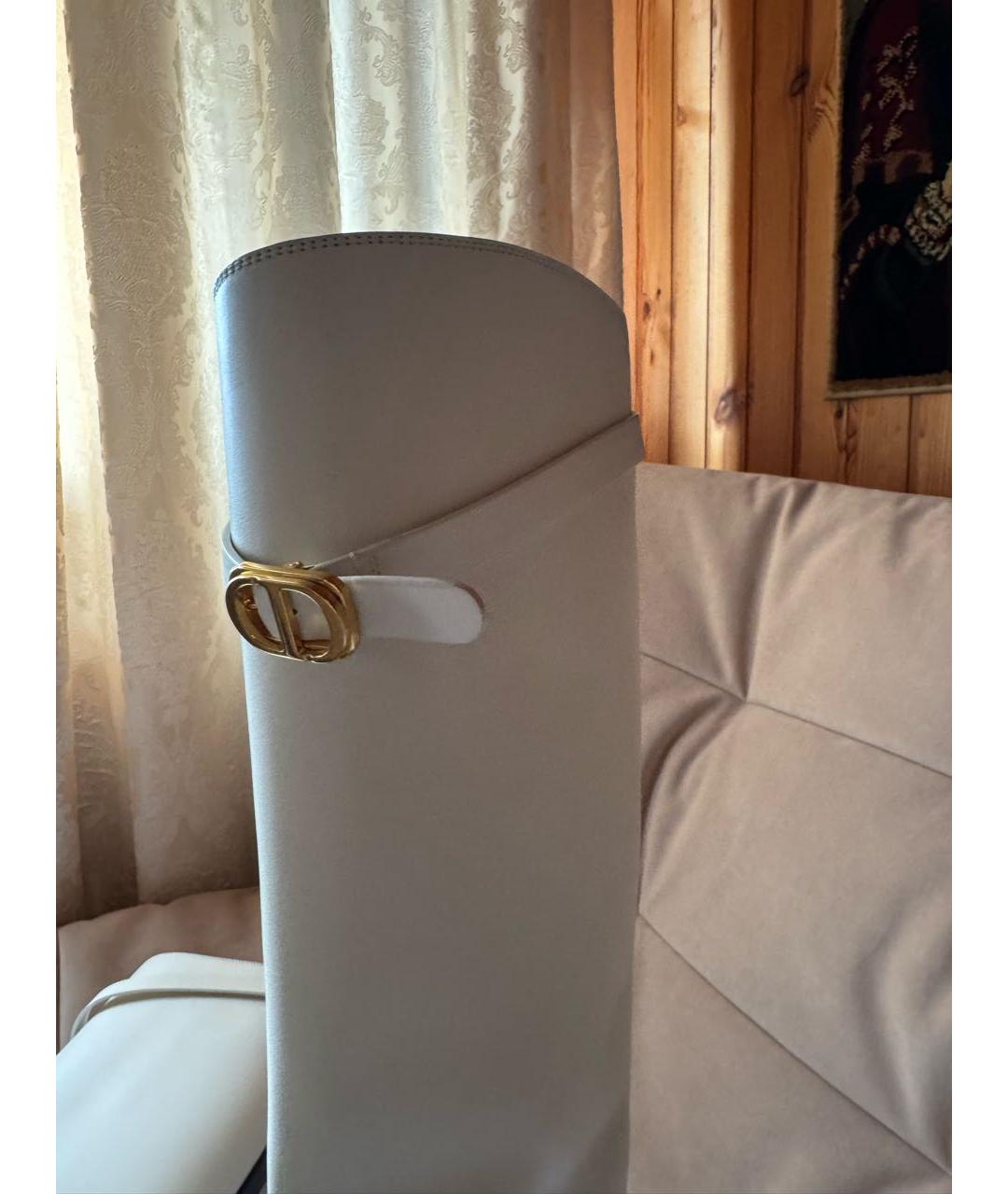 CHRISTIAN DIOR Белые кожаные сапоги, фото 3