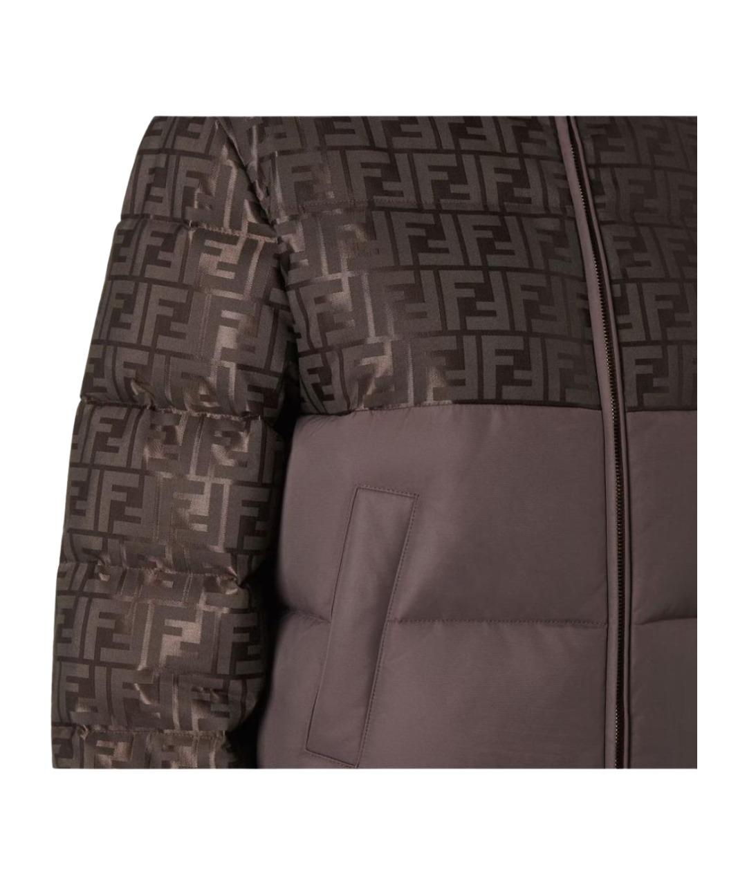 FENDI Коричневый полиамидовый пуховик, фото 3