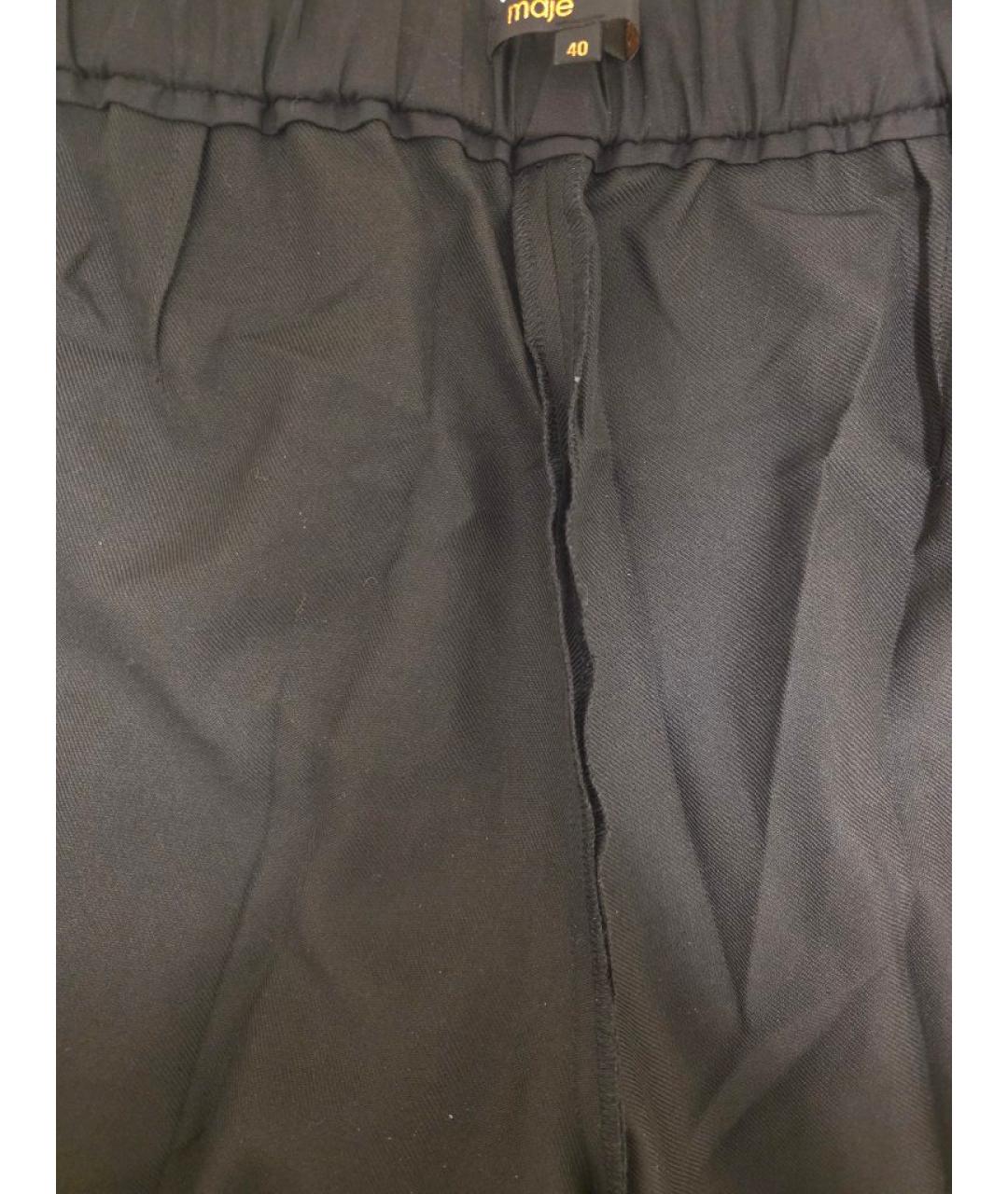 MAJE Черные полиэстеровые прямые брюки, фото 3