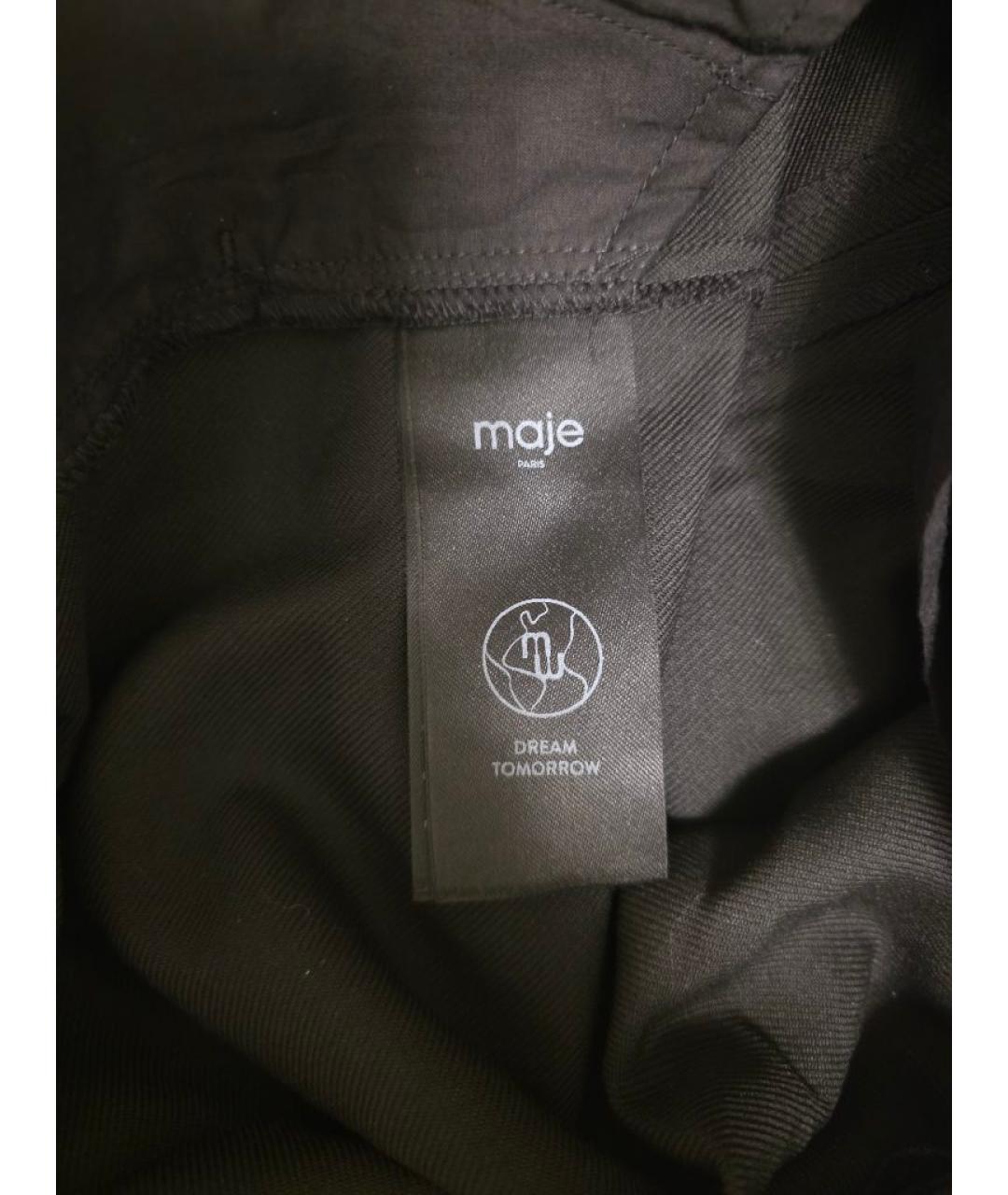 MAJE Черные полиэстеровые прямые брюки, фото 5