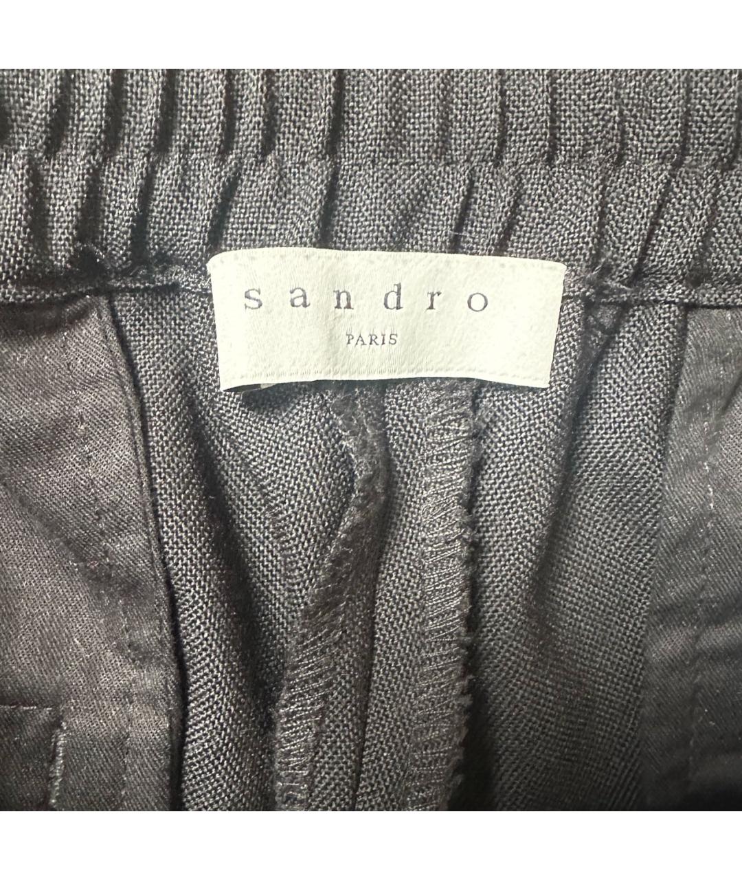 SANDRO Черные шерстяные прямые брюки, фото 3