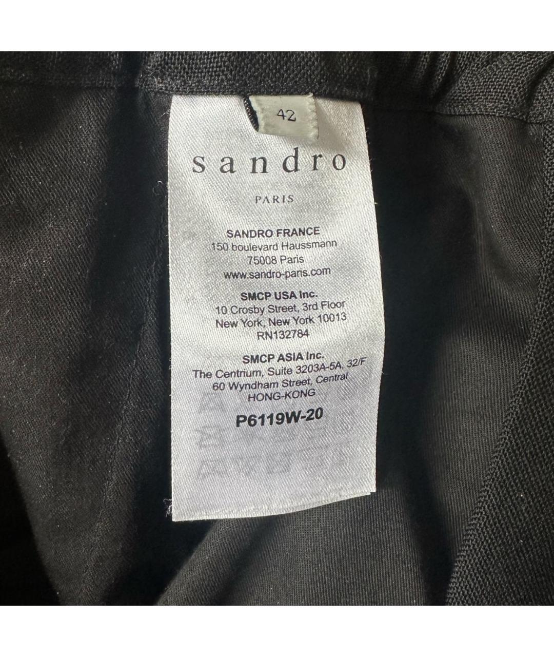 SANDRO Черные шерстяные прямые брюки, фото 4