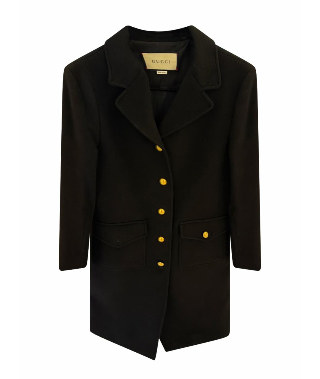 GUCCI Черное шерстяное пальто, фото 1