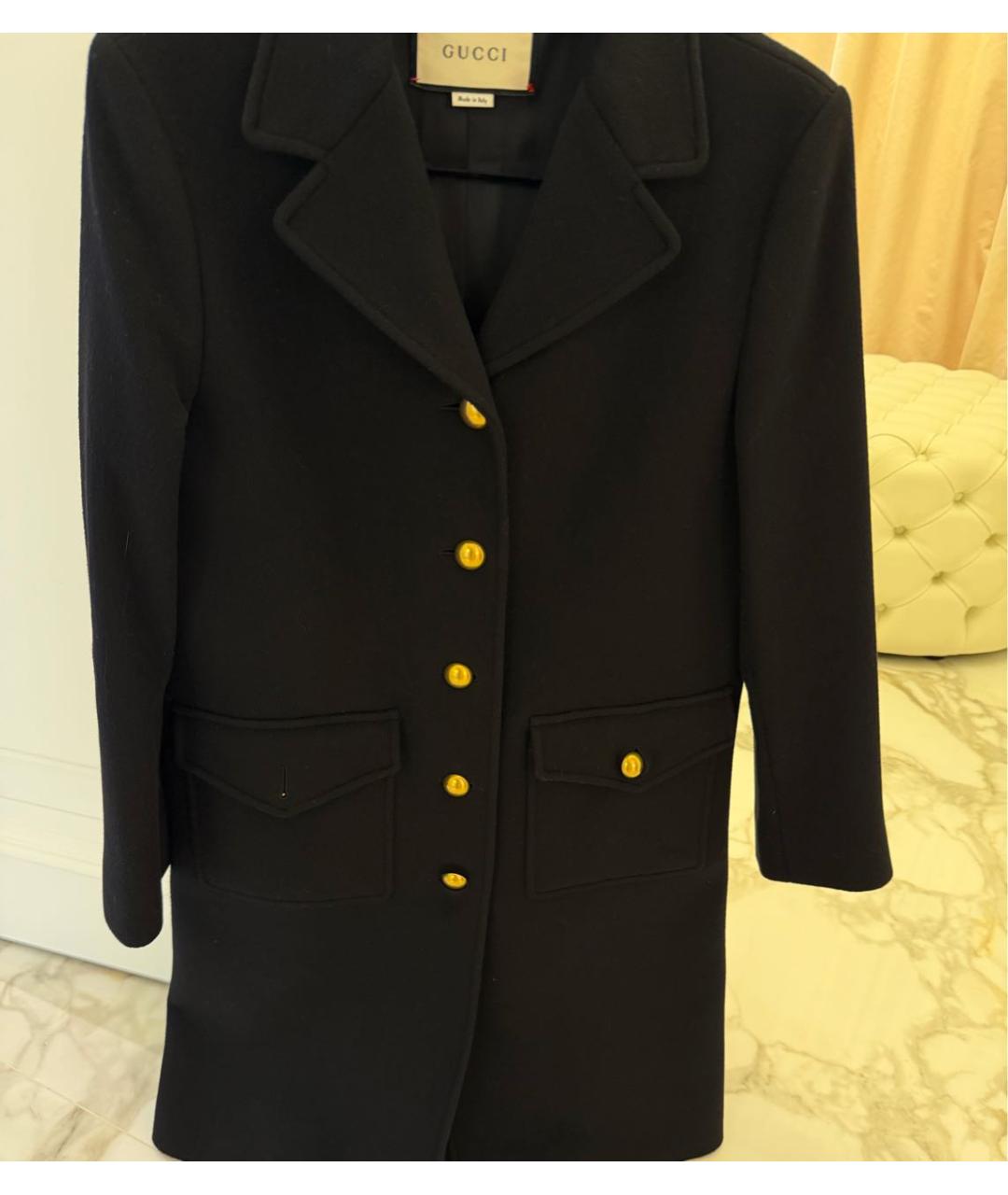 GUCCI Черное шерстяное пальто, фото 2