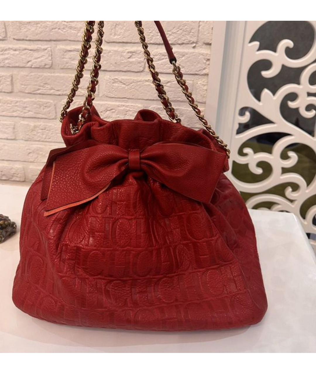 CAROLINA HERRERA Красная кожаная сумка через плечо, фото 2