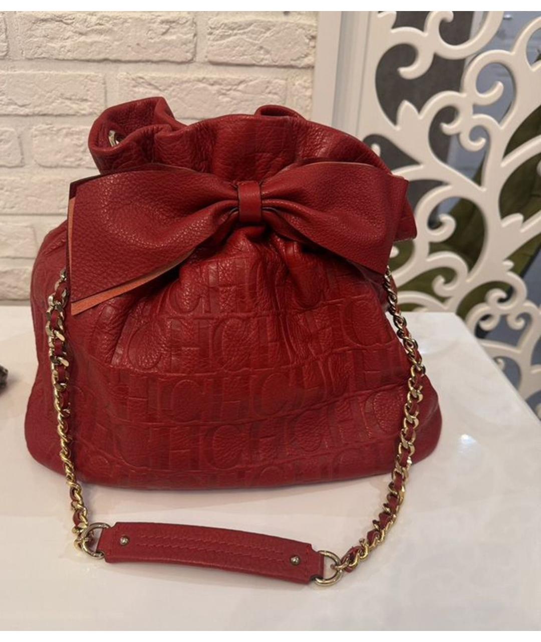 CAROLINA HERRERA Красная кожаная сумка через плечо, фото 6