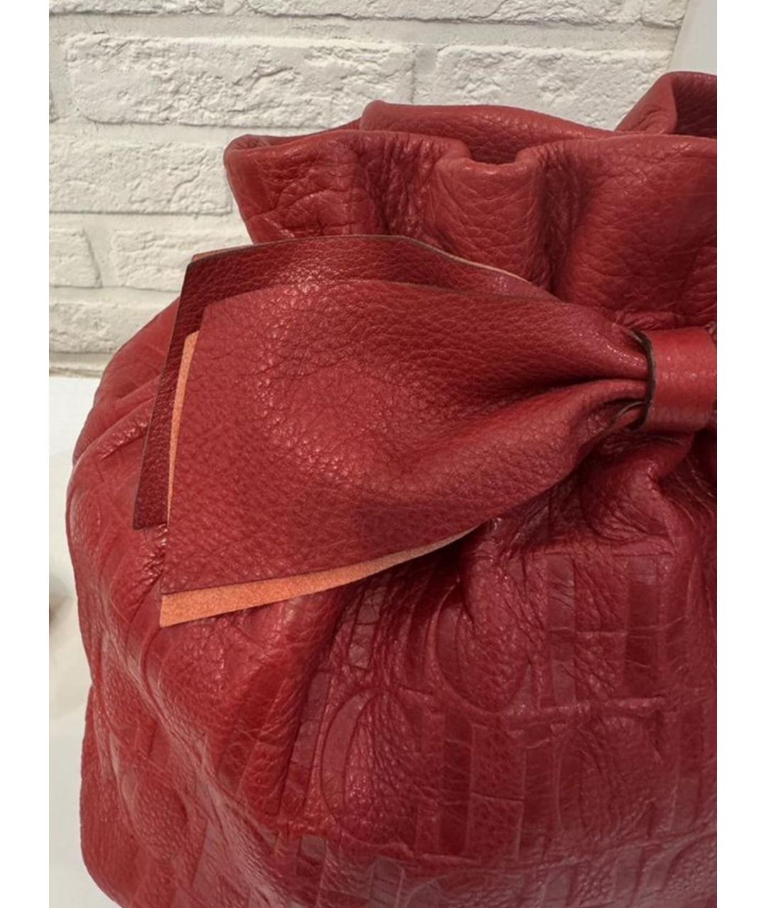 CAROLINA HERRERA Красная кожаная сумка через плечо, фото 5