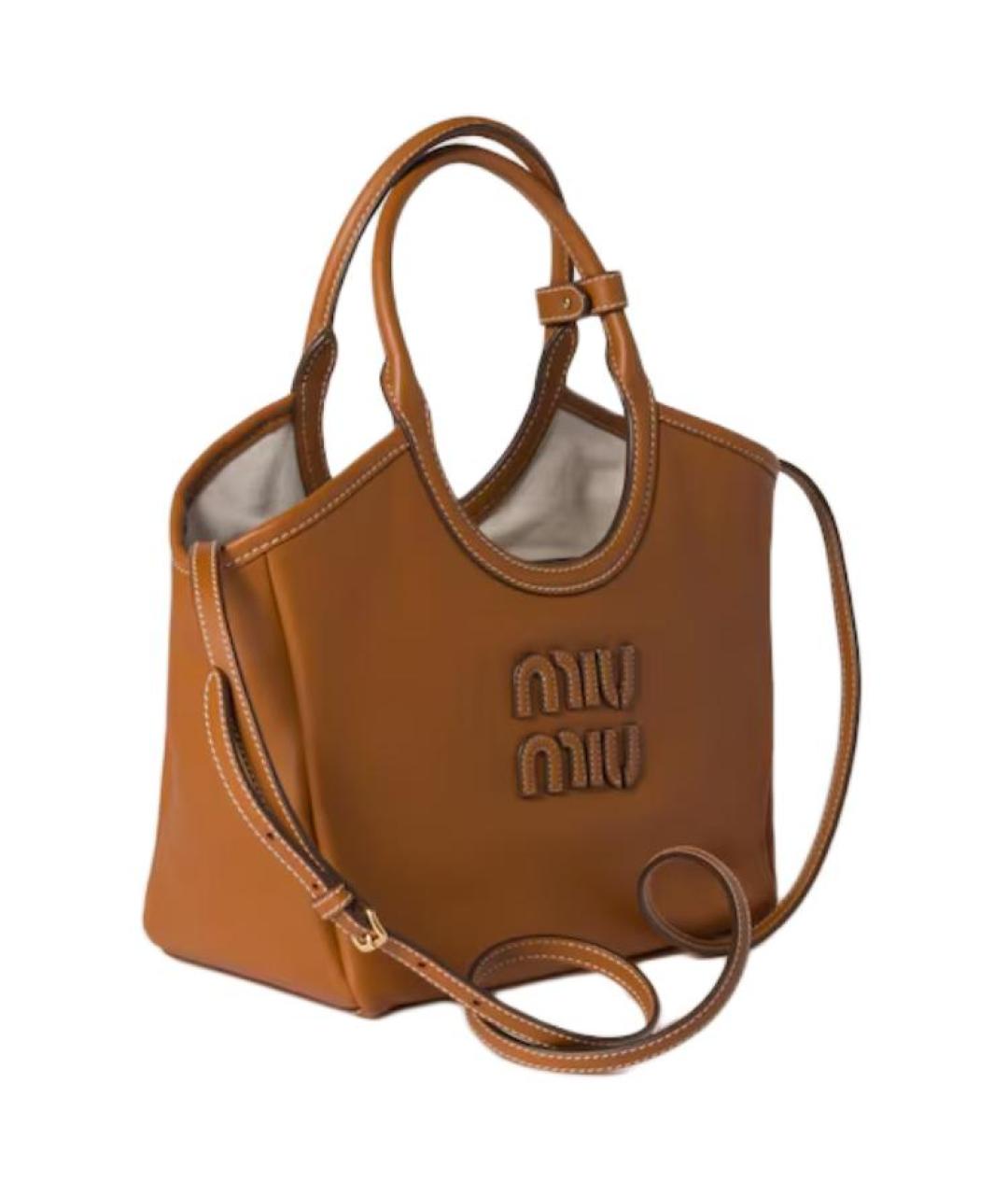 MIU MIU Коричневая кожаная сумка через плечо, фото 2