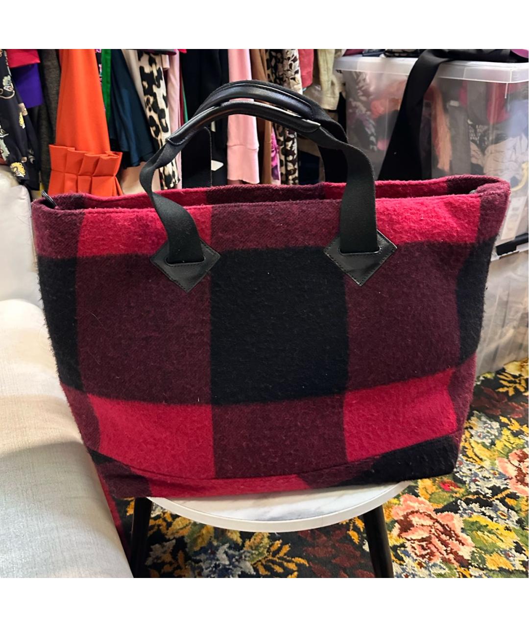 WOOLRICH Красная шерстяная сумка тоут, фото 8