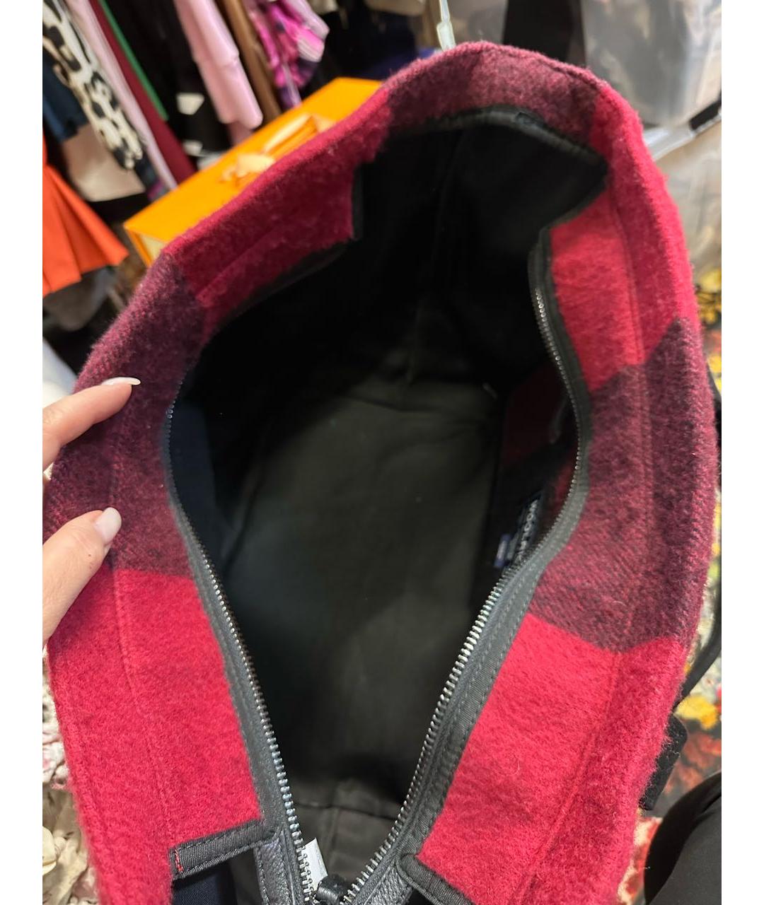 WOOLRICH Красная шерстяная сумка тоут, фото 4