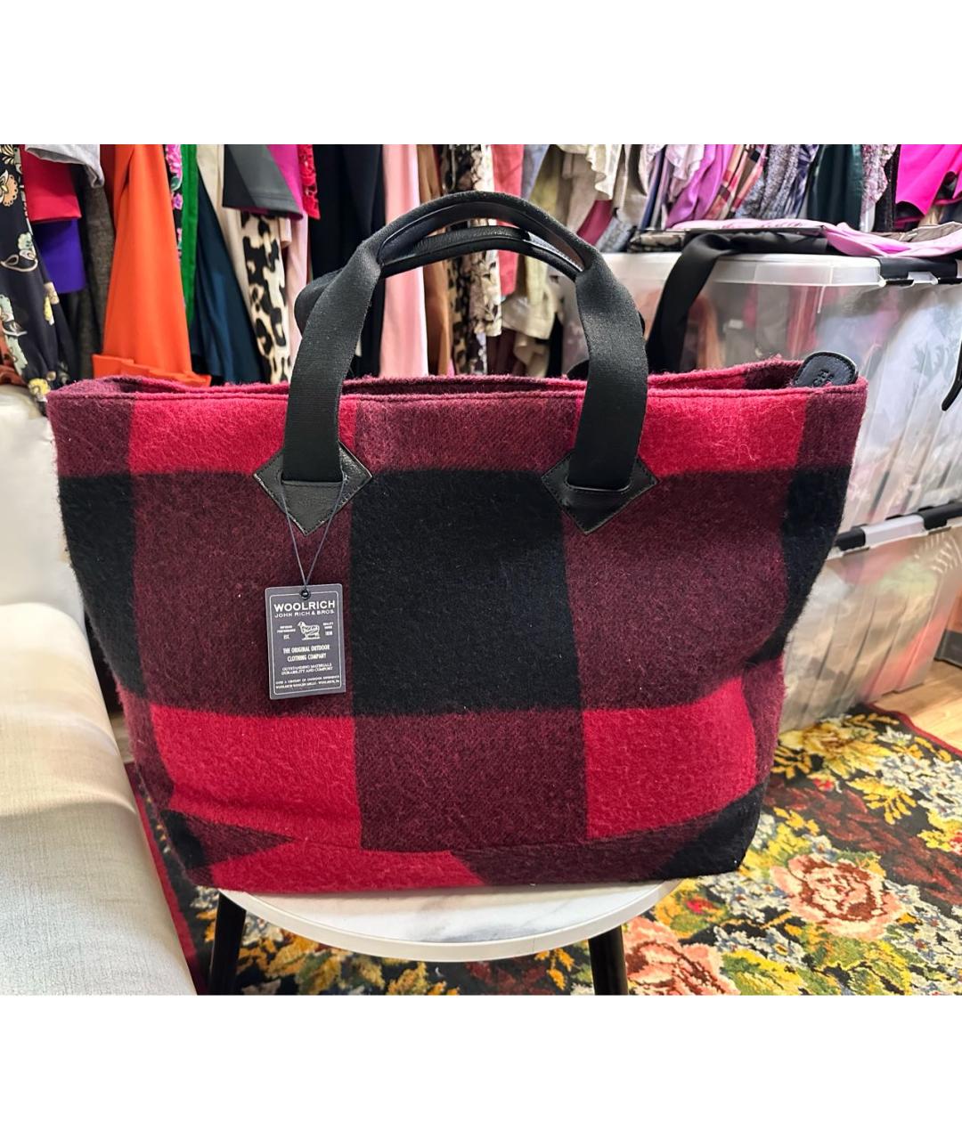 WOOLRICH Красная шерстяная сумка тоут, фото 9