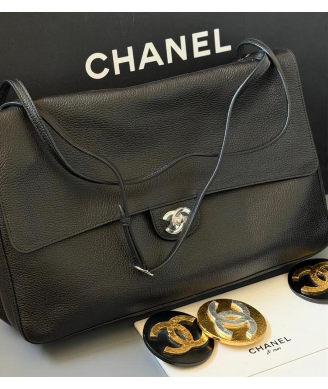 CHANEL Черная кожаная сумка через плечо, фото 3