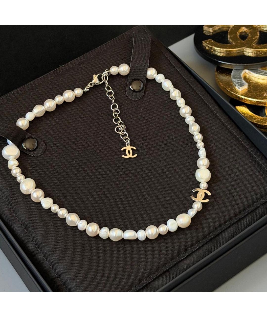 CHANEL Белое жемчужное колье, фото 3