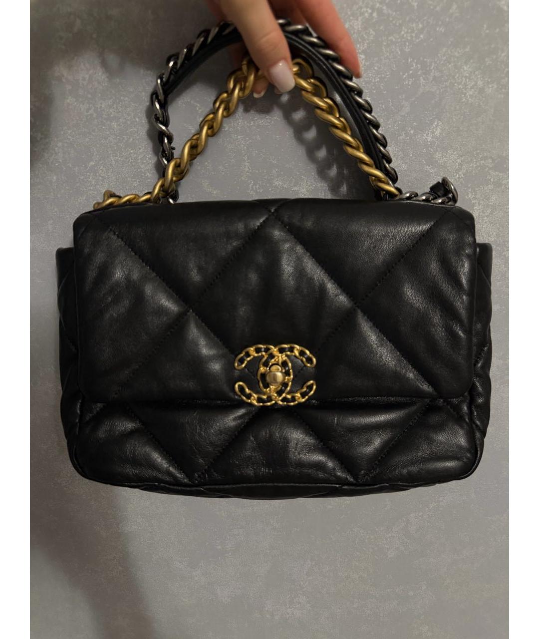 CHANEL Черная кожаная сумка с короткими ручками, фото 5