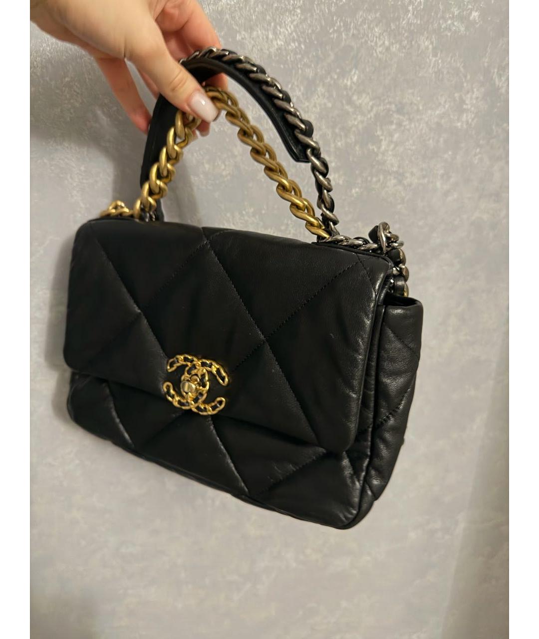 CHANEL Черная кожаная сумка с короткими ручками, фото 2