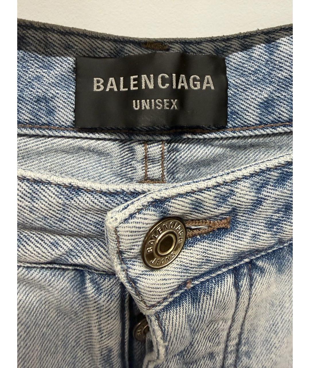 BALENCIAGA Голубые хлопковые прямые джинсы, фото 3