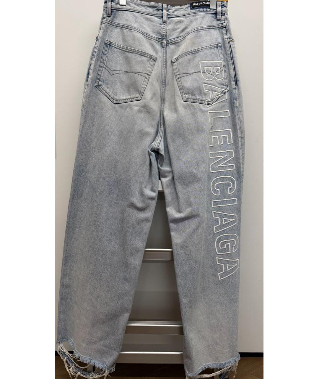 BALENCIAGA Голубые хлопковые прямые джинсы, фото 2