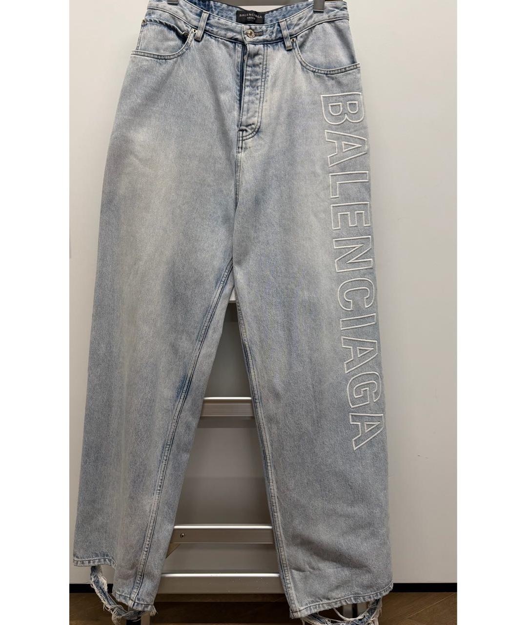 BALENCIAGA Голубые хлопковые прямые джинсы, фото 5