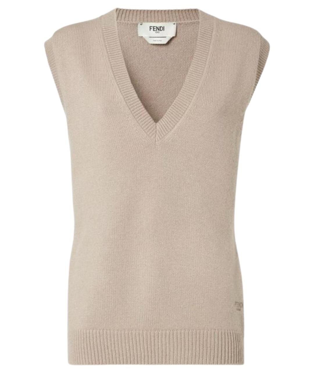FENDI Бежевая кашемировая жилетка, фото 1