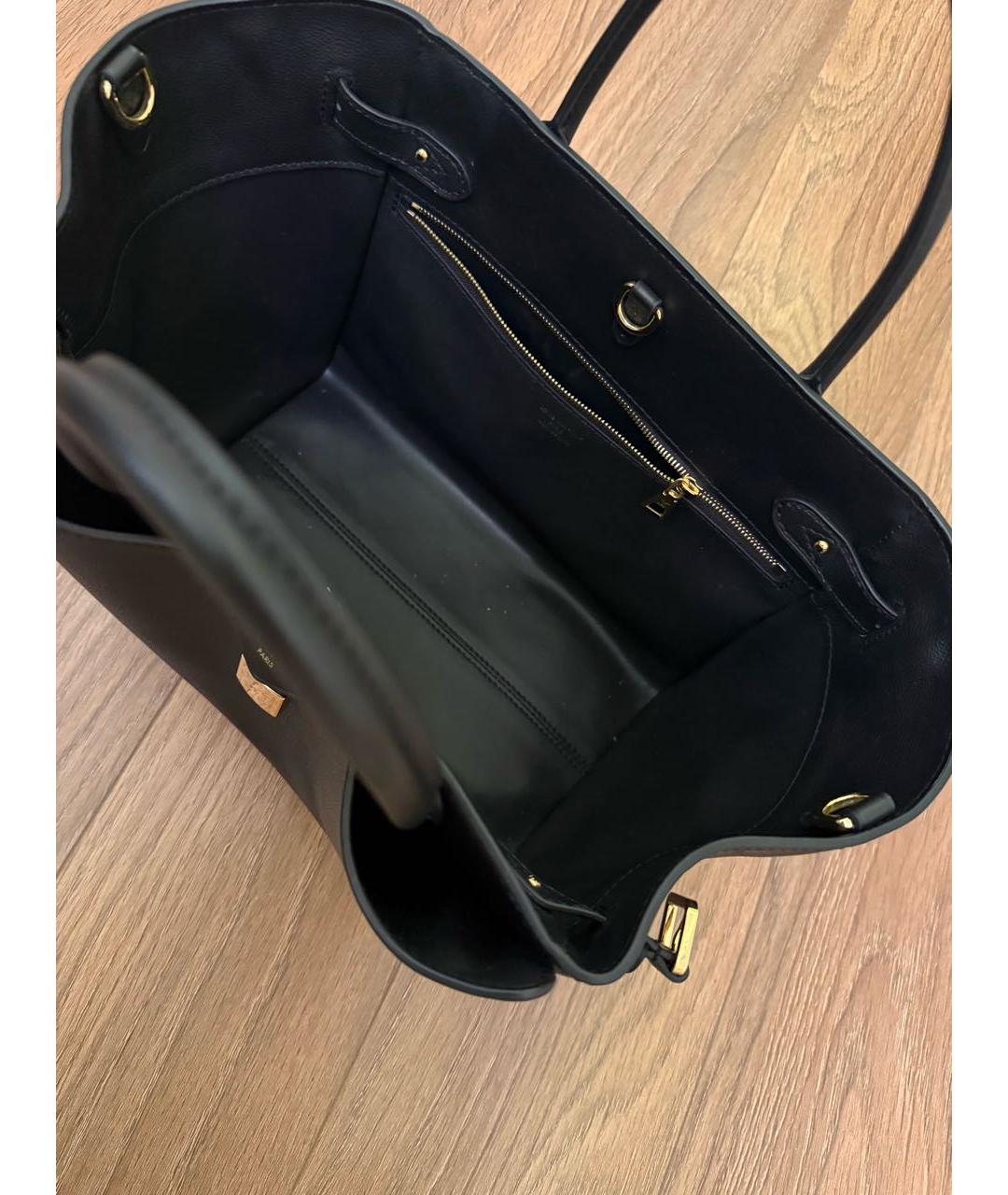 LOUIS VUITTON Черная кожаная сумка тоут, фото 4