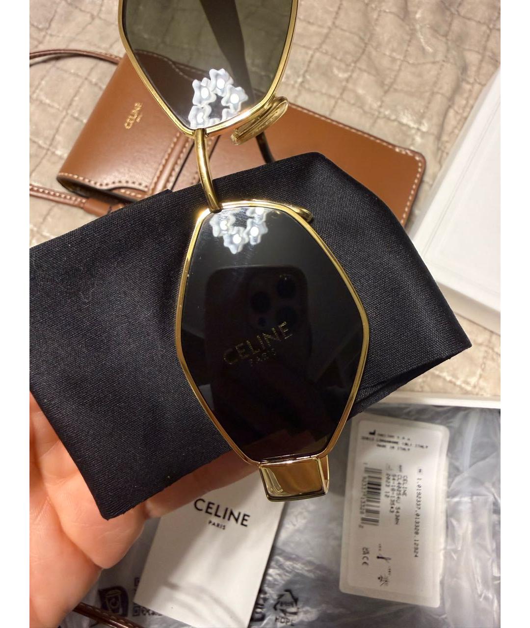 CELINE Золотые металлические солнцезащитные очки, фото 6
