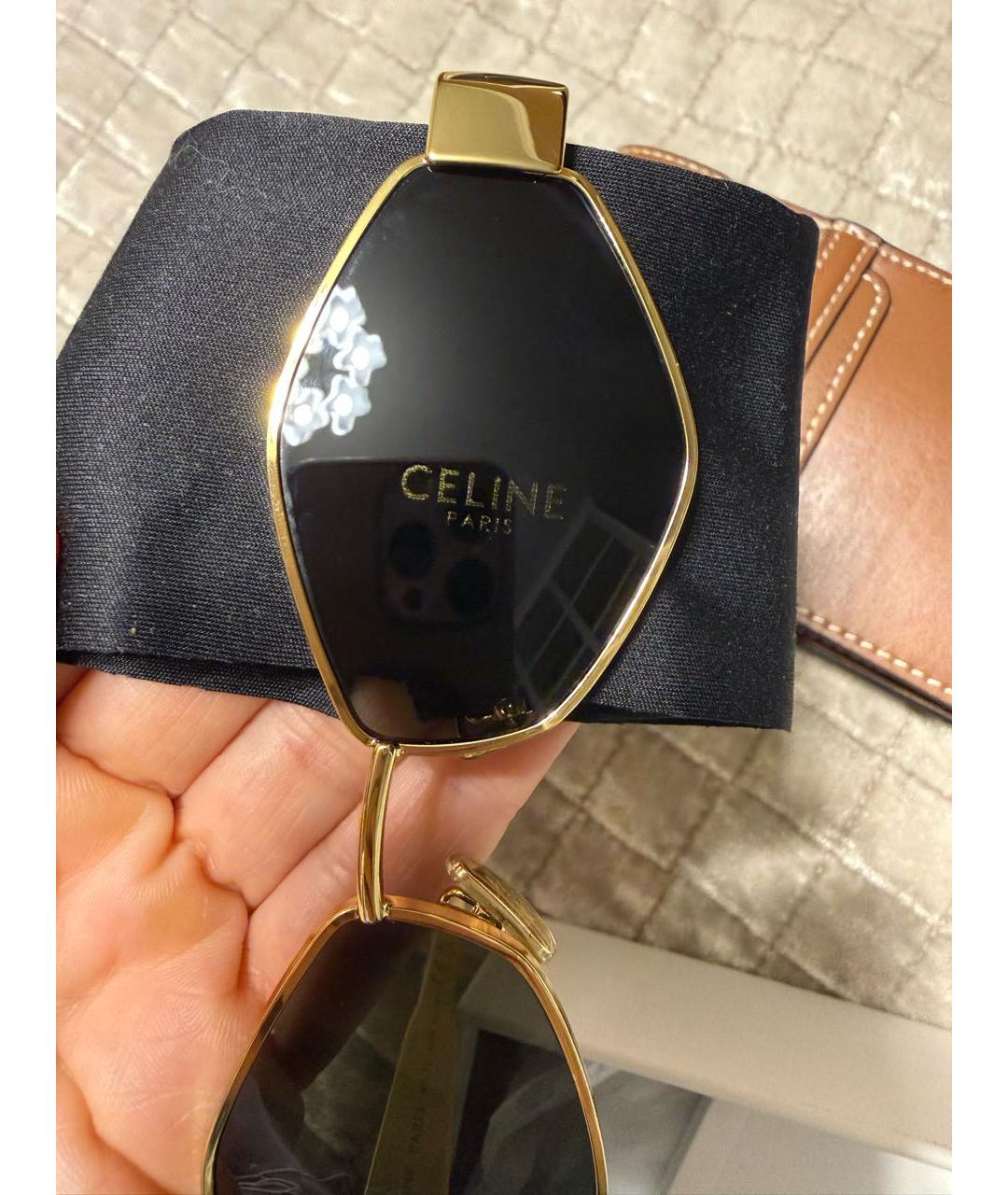 CELINE Золотые металлические солнцезащитные очки, фото 5