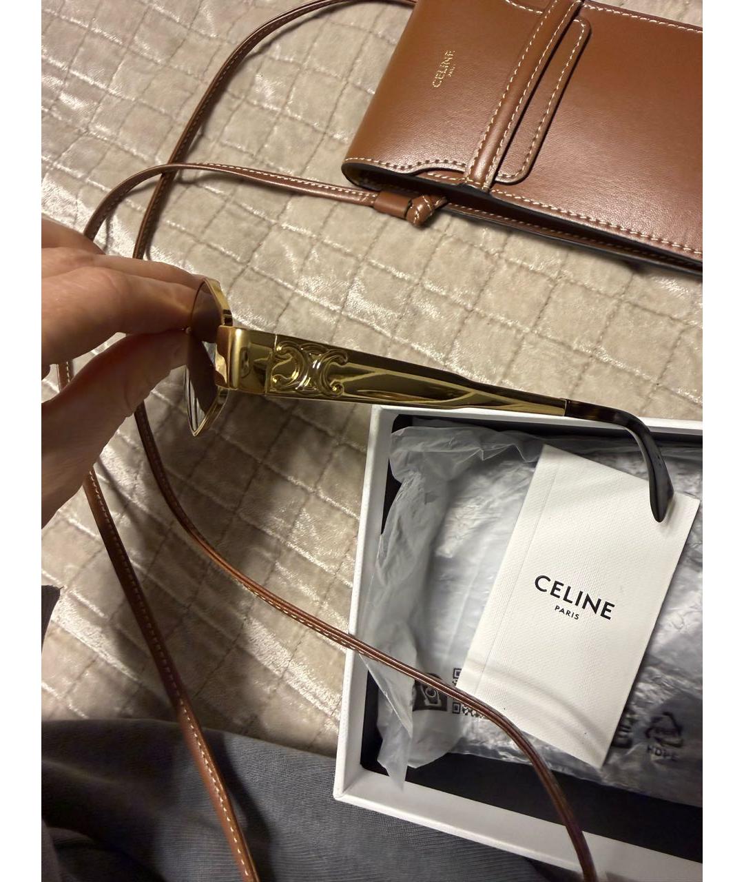 CELINE Золотые металлические солнцезащитные очки, фото 4