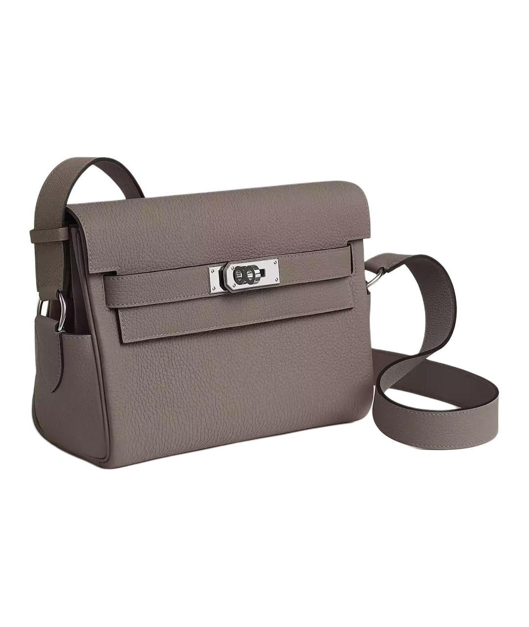 HERMES Серая кожаная сумка через плечо, фото 2