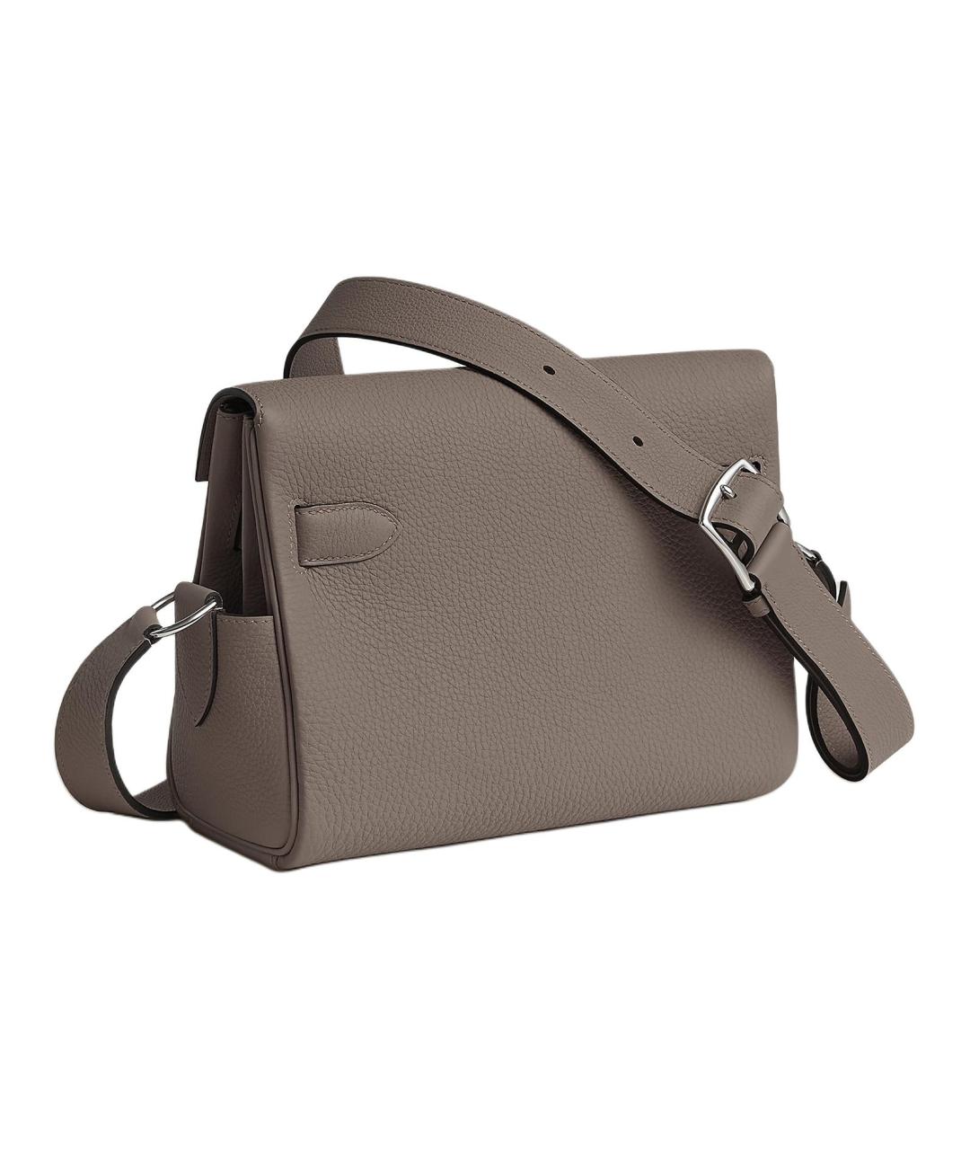 HERMES Серая кожаная сумка через плечо, фото 3