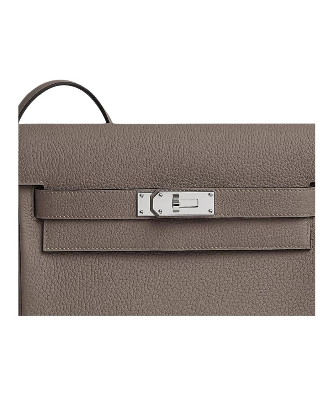 HERMES Серая кожаная сумка через плечо, фото 5