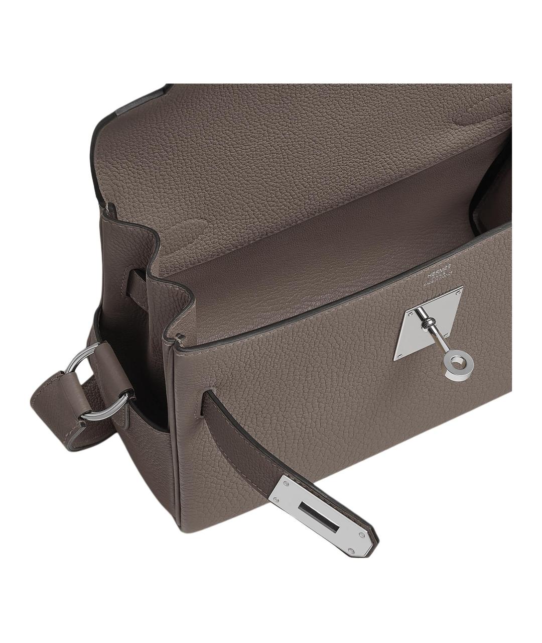 HERMES Серая кожаная сумка через плечо, фото 4