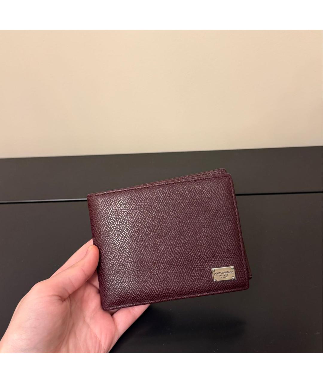 DOLCE&GABBANA Бордовый кожаный кошелек, фото 2