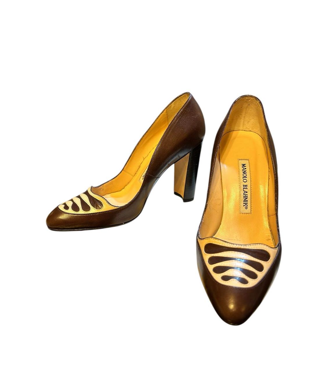 MANOLO BLAHNIK Коричневые кожаные туфли, фото 4