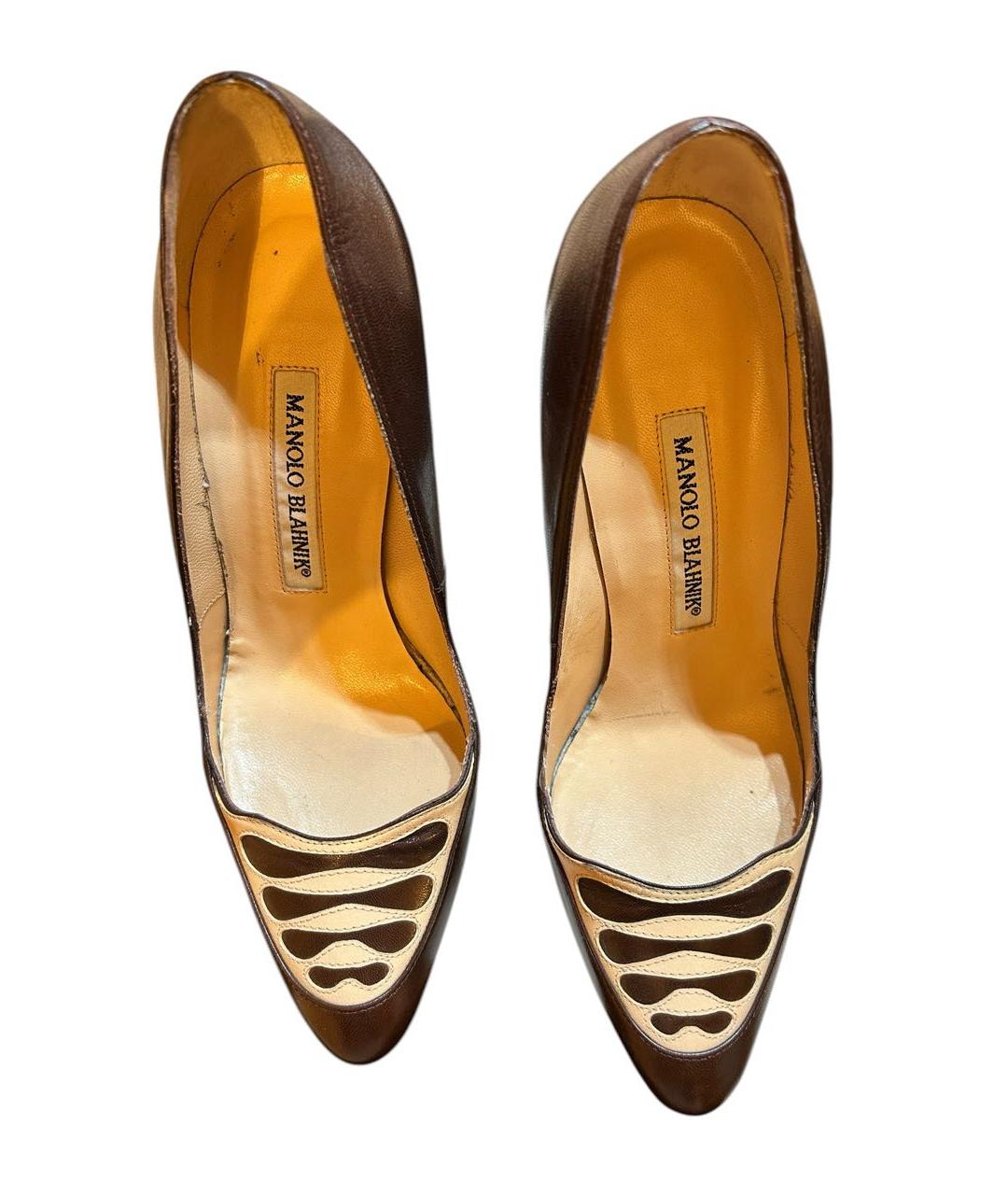 MANOLO BLAHNIK Коричневые кожаные туфли, фото 2