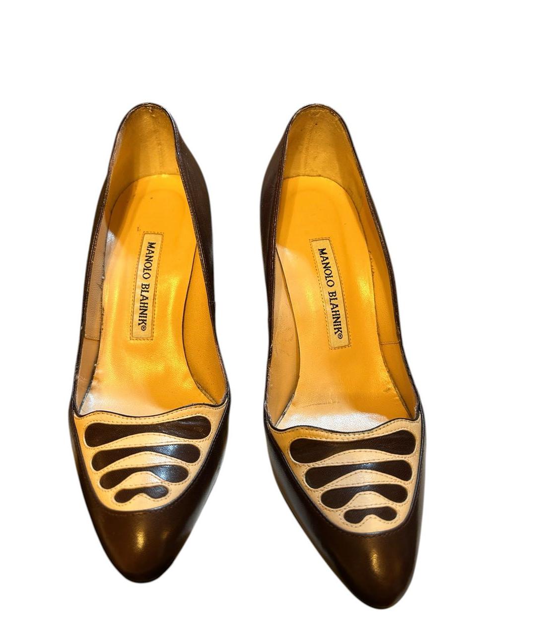 MANOLO BLAHNIK Коричневые кожаные туфли, фото 3