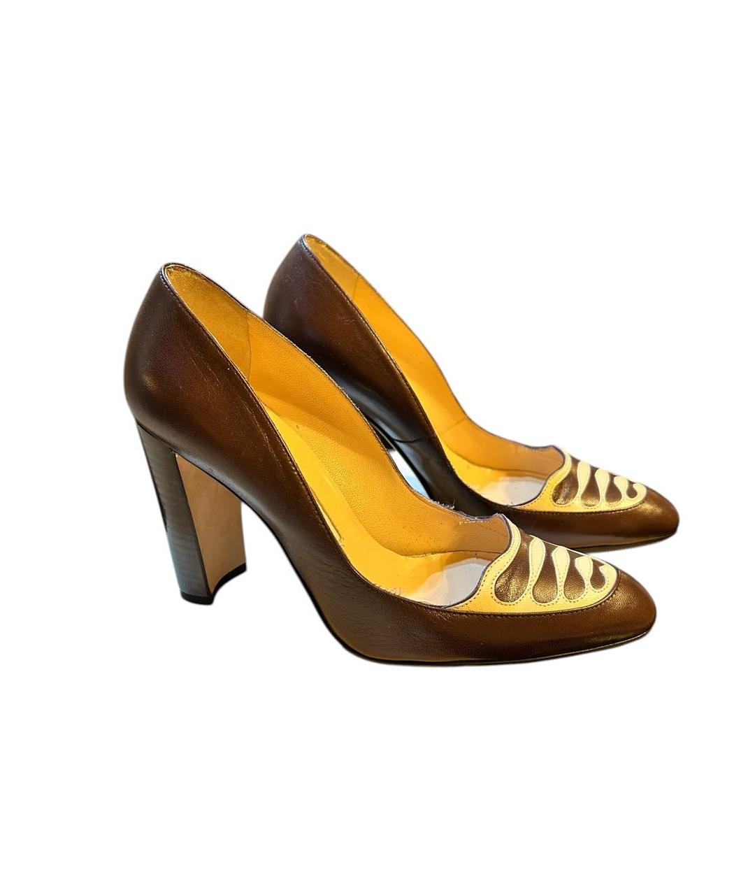 MANOLO BLAHNIK Коричневые кожаные туфли, фото 9