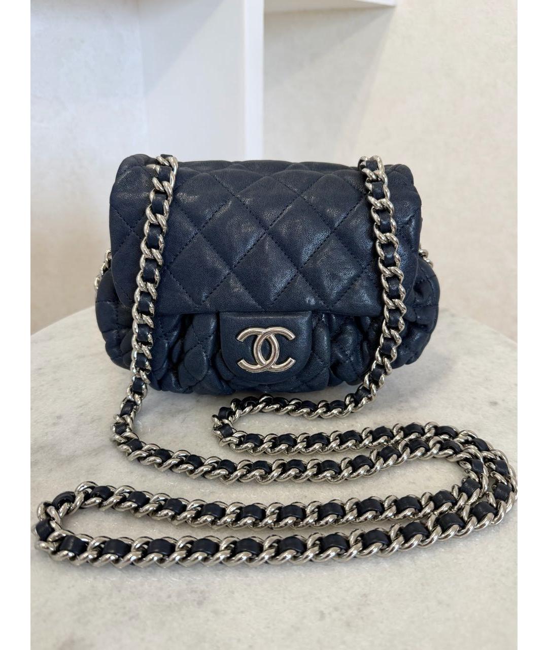 CHANEL Синяя кожаная сумка через плечо, фото 2